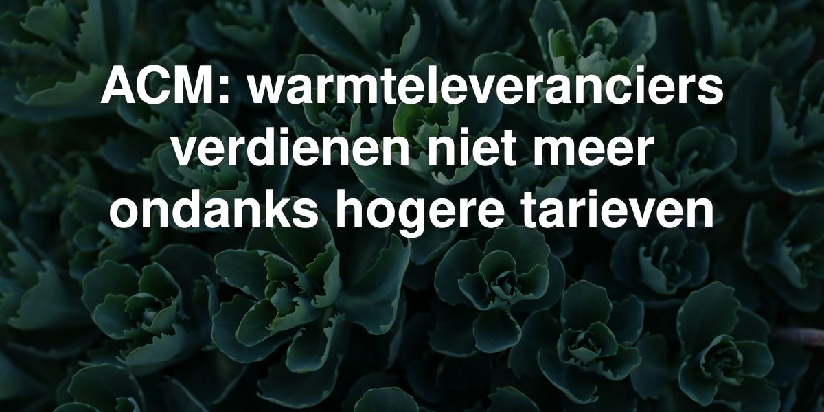 acm warmteleveranciers verdienen niet meer ondanks hogere tarieven