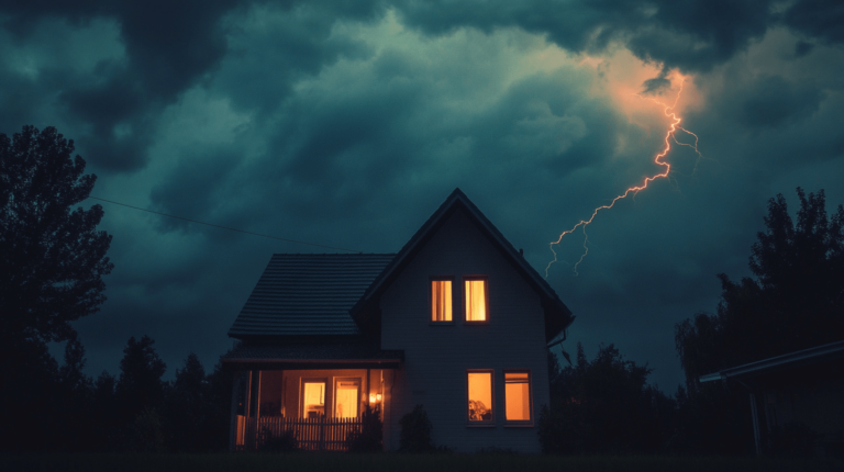 huis met onweer